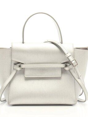 CELINE BELT BAG NANO (2-way belt bag) Handbag Silver leather 189003